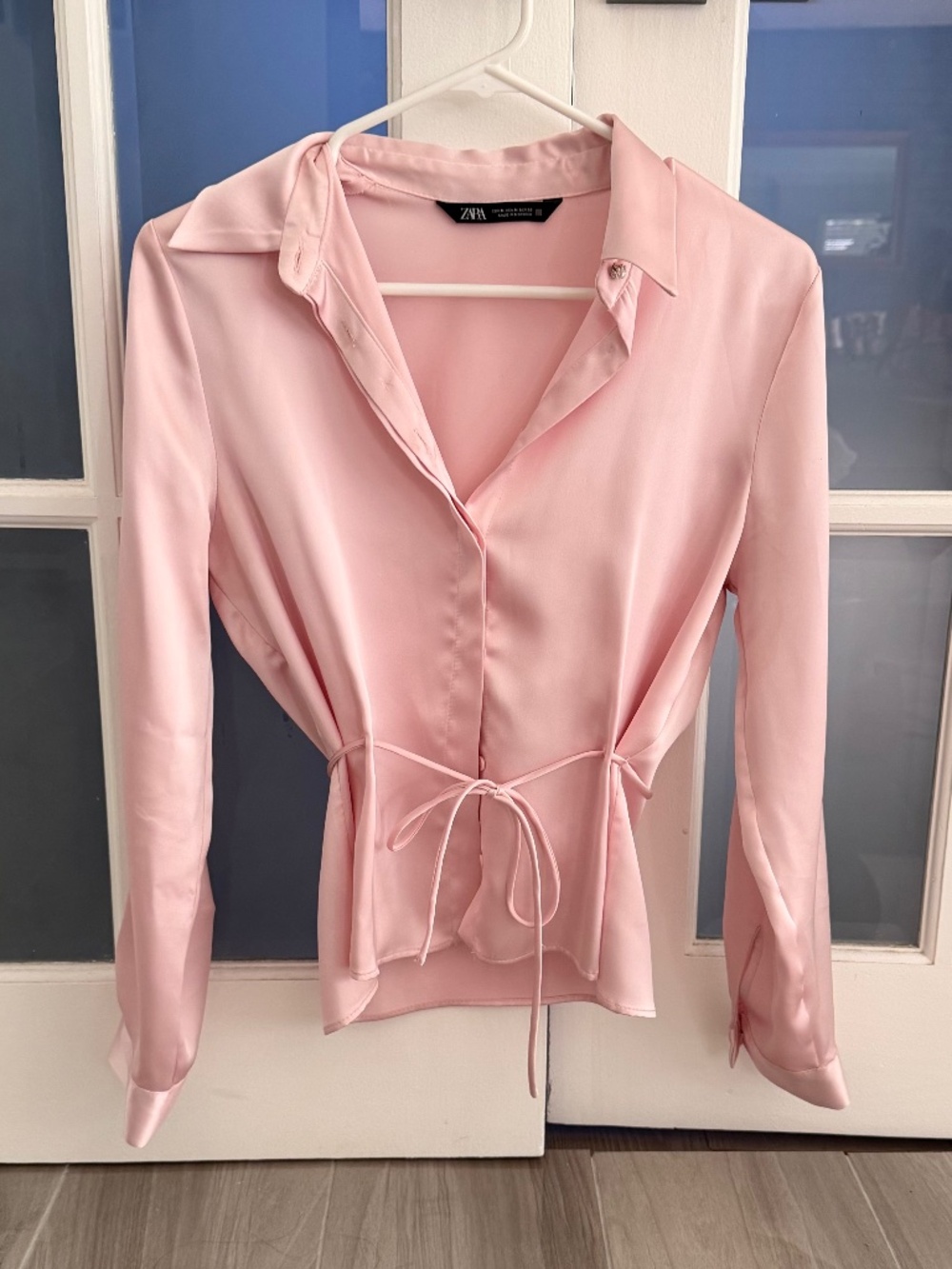 Zara pink satin shirt
